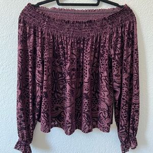 Free People Burgundy Off the shoulder Top
